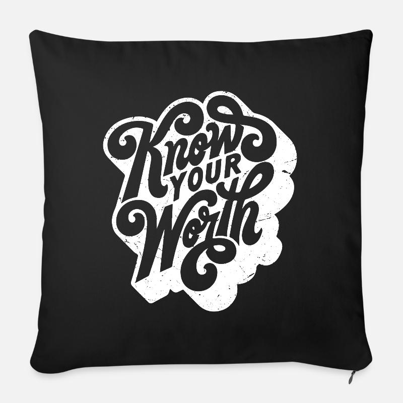 Connais ta valeur - Coussin et housse de 45 x 45 cm - noir