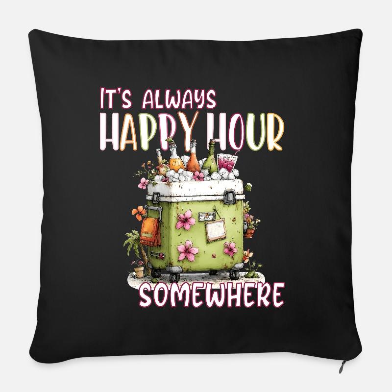 Happy Hour Somewhere - Coussin et housse de 45 x 45 cm - noir