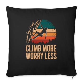 Grimpez plus, inquiète-toi, grimpe rétro, escalade de bloc - Coussin et housse de 45 x 45 cm - noir - Devant