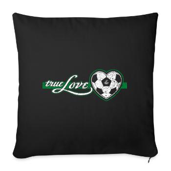 "True Love" football heart green - Sofa pillow with filling 45cm x 45cm - black - Front