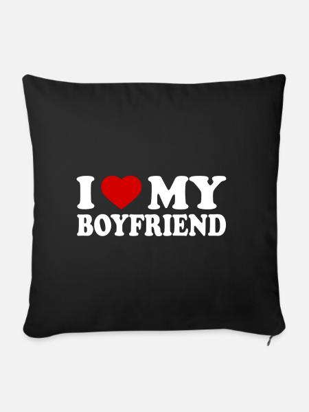 I love my boyfriend - Sofakissen mit Füllung 45 x 45 cm - Schwarz