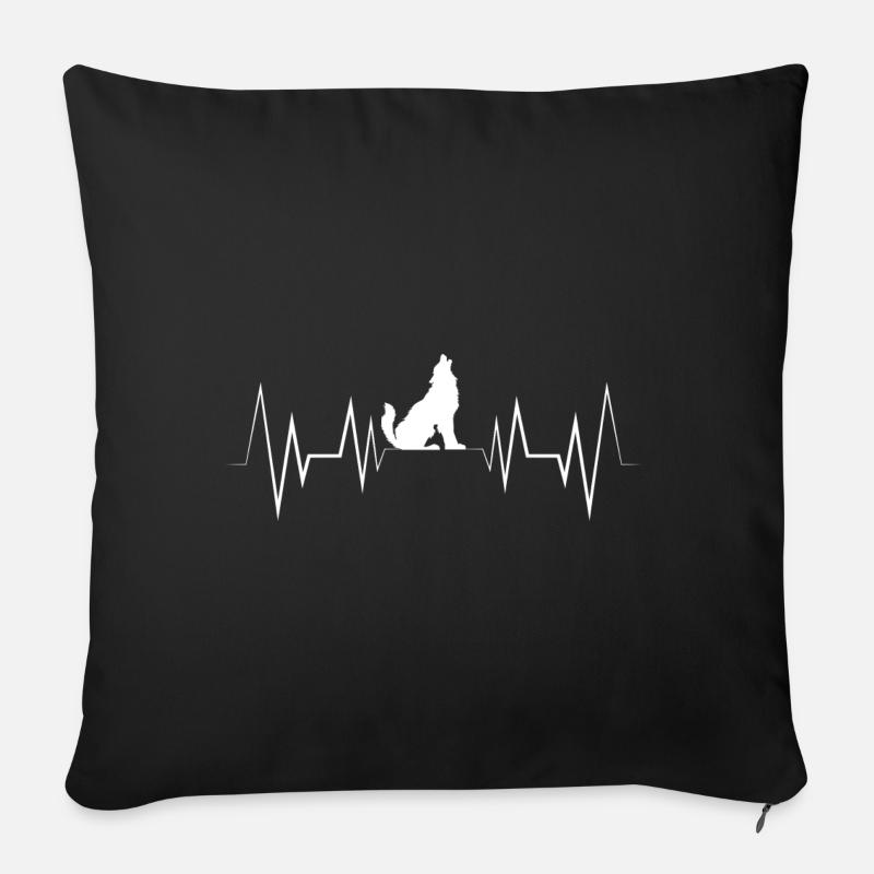 Herzschlag Wolf Silhouette - Sofakissen mit Füllung 45 x 45 cm - Schwarz