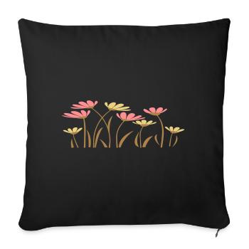 Flower meadow - Sofa pillow with filling 45cm x 45cm - black - Front