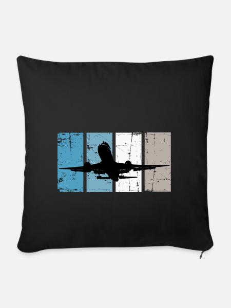 Flugzeug Pilot Luftfahrt - Sofakissen mit Füllung 45 x 45 cm - Schwarz