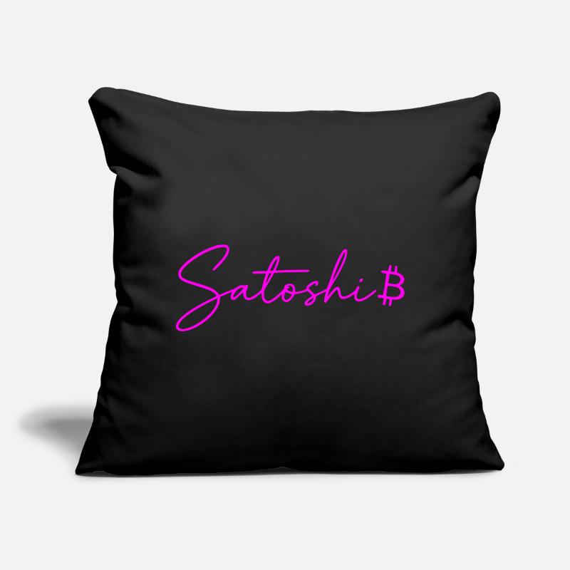 Satoshi Neon Lettering Bitcoin Script Pink Sofa pillow with filling 45cm x 45cm