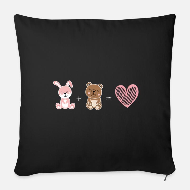 Ce lapin adore cet ours - Saint-Valentin - Coussin et housse de 45 x 45 cm - noir