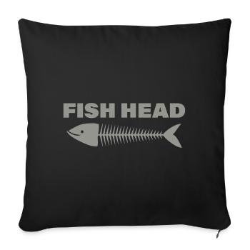 fish head - Sofa pillow with filling 45cm x 45cm - black - Front