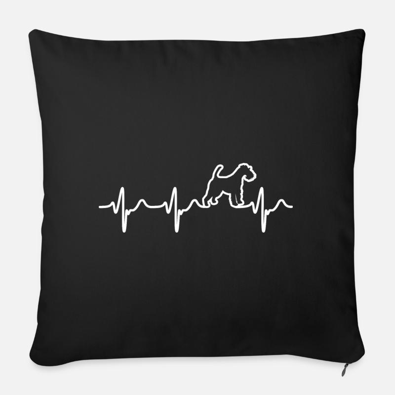 Drahthaar Foxterrier Herzschlag Herzfrequenz EKG - Sofakissen mit Füllung 45 x 45 cm - Schwarz