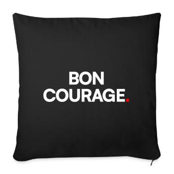 BON COURAGE | Expression humour minimaliste - Coussin et housse de 45 x 45 cm - noir - Devant