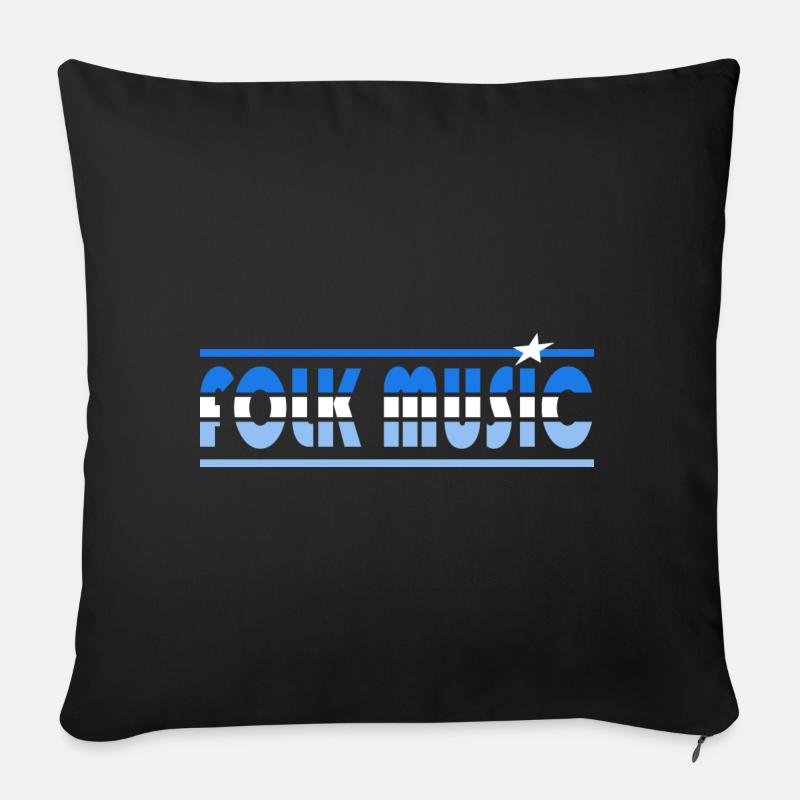 Folk Musik Retro - Sofakissen mit Füllung 45 x 45 cm - Schwarz