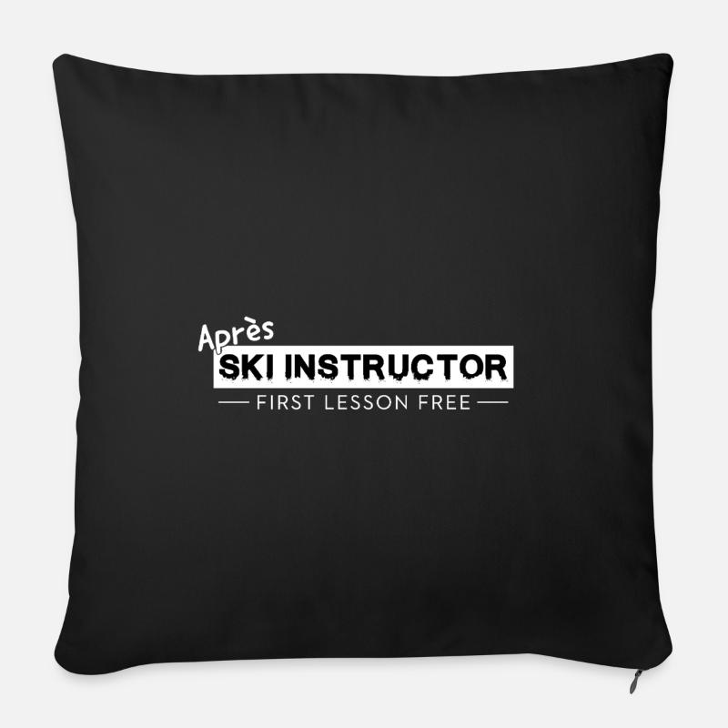 Moniteur d’après-ski – Première heure de cours de ski gratuits - Coussin et housse de 45 x 45 cm - noir