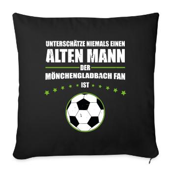 Alter Mann - Mönchengladbach Fan | Retro Vintage - Sofakissen mit Füllung 45 x 45 cm - Schwarz - Vorne