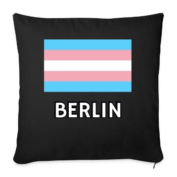 Trans Pride Flagge Berlin - Sofakissen mit Füllung 45 x 45 cm - Schwarz - Vorne