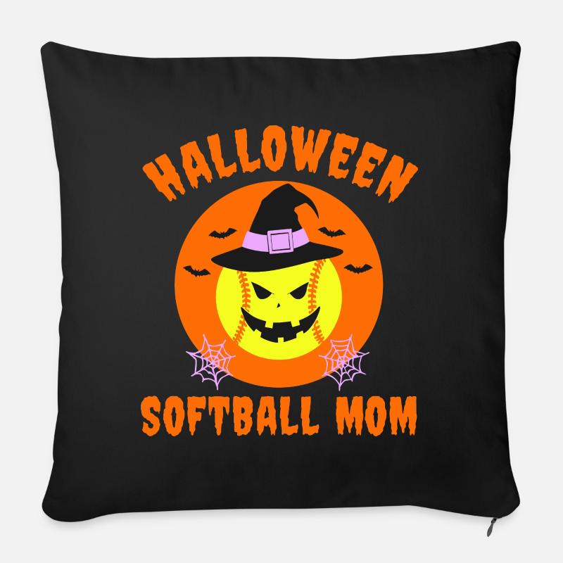 Conception de maman de softball d’Halloween - Coussin et housse de 45 x 45 cm - noir