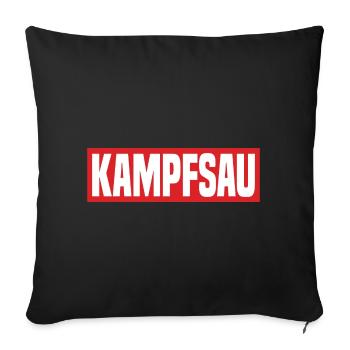 Kampfsau Lustiger Kreisliga Fußball Spruch - Sofakissen mit Füllung 45 x 45 cm - Schwarz - Vorne