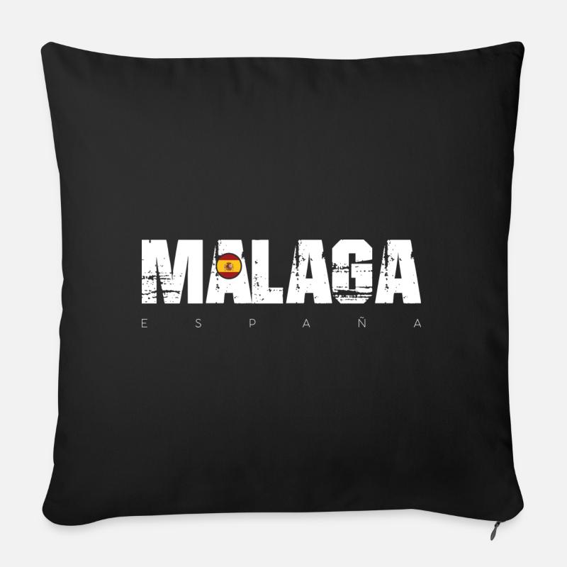 Málaga Distressed Text mit spanischer Flagge - Sofakissen mit Füllung 45 x 45 cm - Schwarz