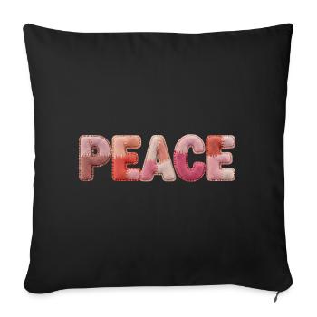 Chemise à motif patchwork de paix pour hippies - Coussin et housse de 45 x 45 cm - noir - Devant