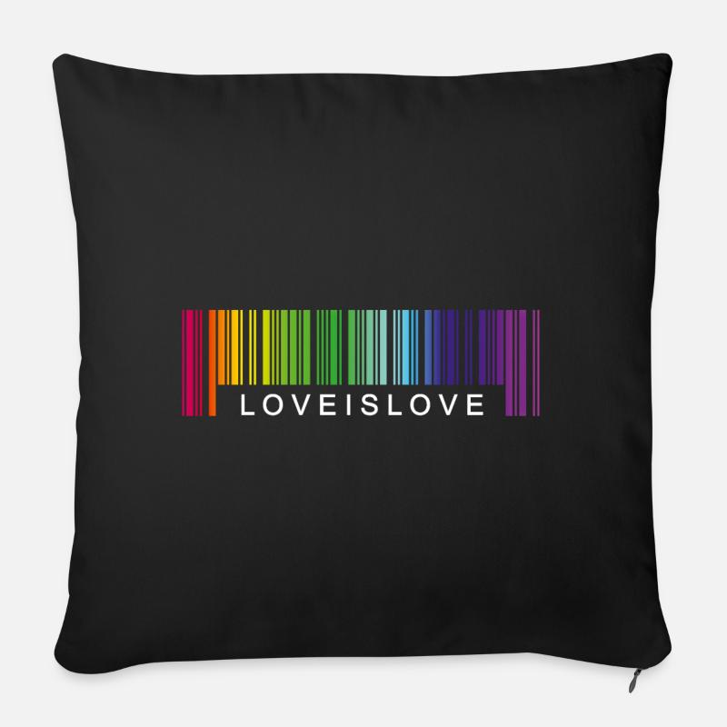 L’amour est l’amour code-barres arc-en-ciel - Coussin et housse de 45 x 45 cm - noir