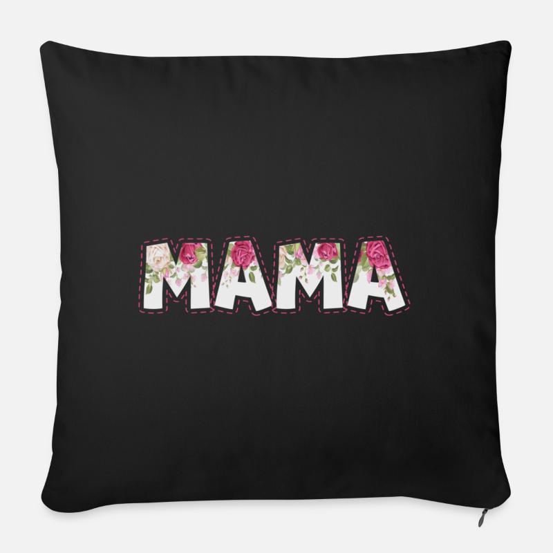 Maman Fleurs - Coussin et housse de 45 x 45 cm - noir