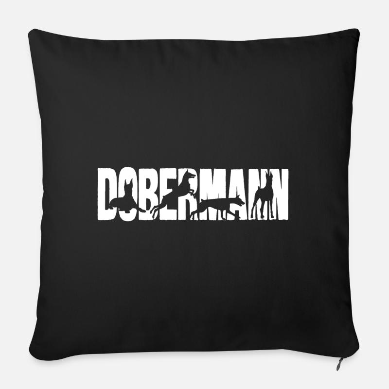Lettrage Dobermann Silhouette - Coussin et housse de 45 x 45 cm - noir