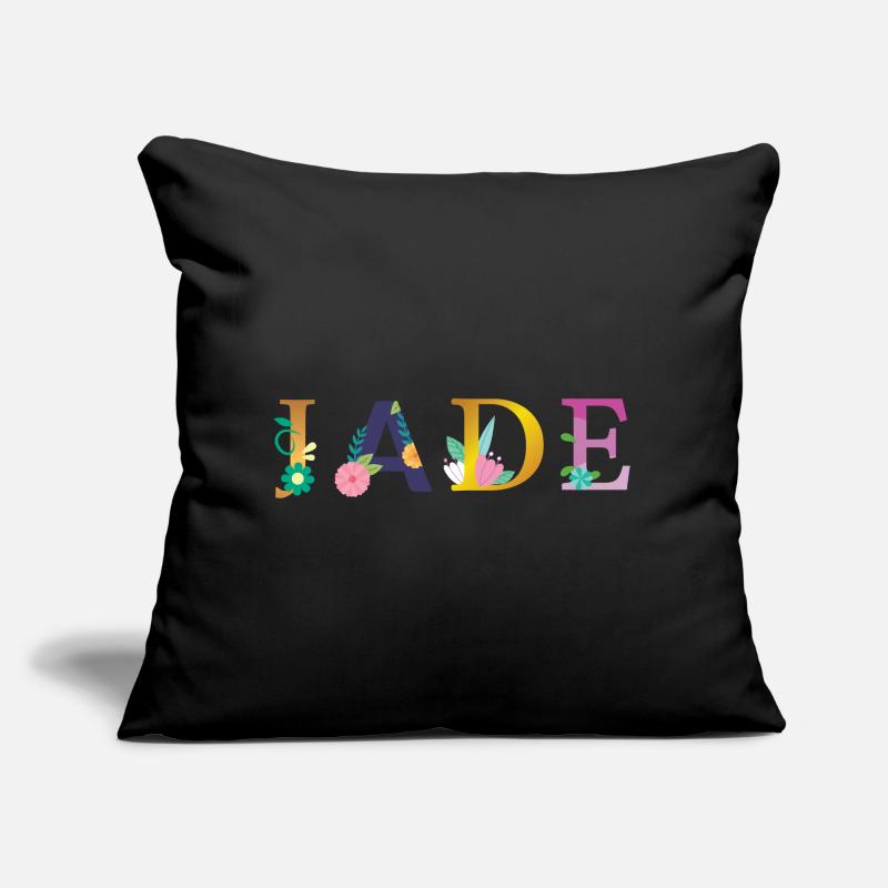 Nom JADE décoré de fleurs Coussin et housse de 45 x 45 cm
