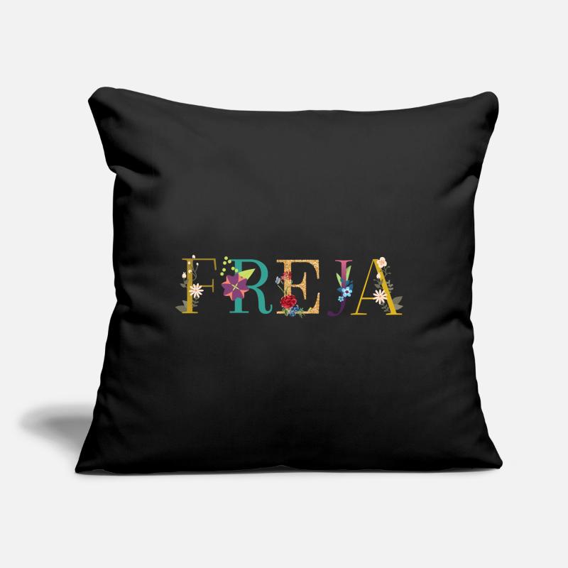 FREJA name decorated with flowers Sofa pillow with filling 45cm x 45cm
