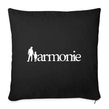 HARMONY! (family, dad, mom, kids) white - Sofa pillow with filling 45cm x 45cm - black - Front