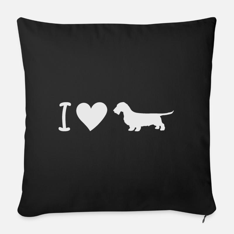 J'adore les teckels à poil dur - J'adore les teckels à poil dur - Coussin et housse de 45 x 45 cm - noir