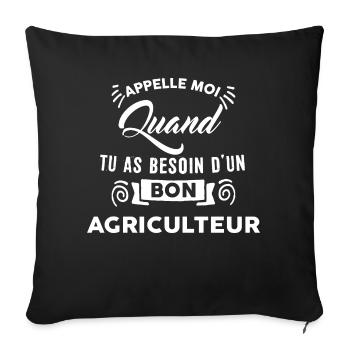 tee shirt humoristique agriculteur - Coussin et housse de 45 x 45 cm - noir - Devant