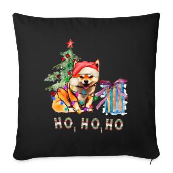 Weihnachtshund Shiba Inu - Sofakissen mit Füllung 45 x 45 cm - Schwarz - Vorne