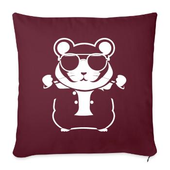 Hamster drôle avec des lunettes de soleil Hamsters - Coussin et housse de 45 x 45 cm - bordeaux - Devant