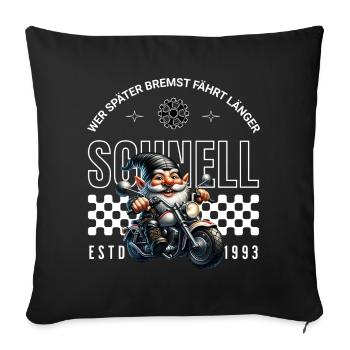 Fast Biker Moto Gnome - Coussin et housse de 45 x 45 cm - noir - Devant