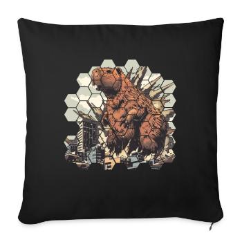 Capybara standing in a city - Sofa pillow with filling 45cm x 45cm - black - Front
