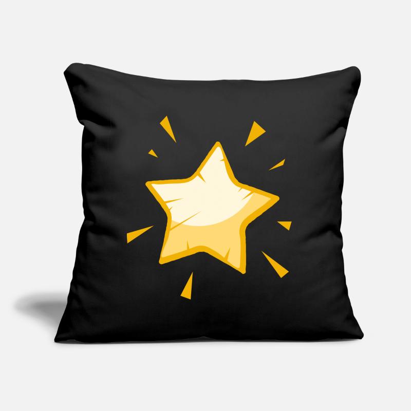 Étoile de dessin animé brillante - Conception dorée joyeuse Coussin et housse de 45 x 45 cm