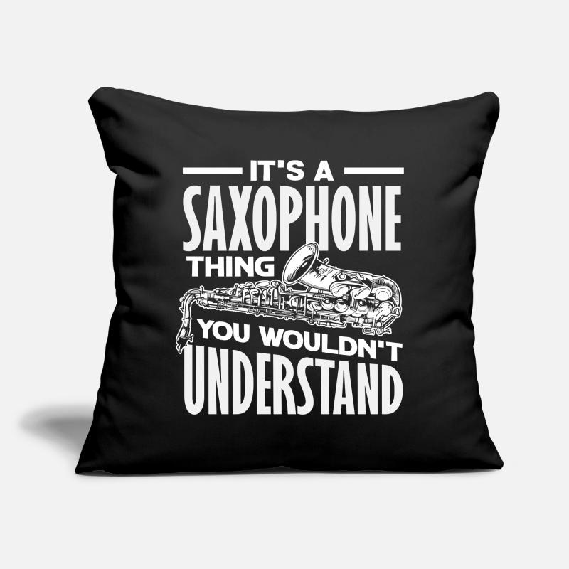 C’est une affaire de saxophone, c’est drôle. Coussin et housse de 45 x 45 cm