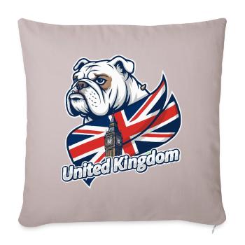 Bulldog with UK flag and Big Ben - Sofa pillow with filling 45cm x 45cm - light taupe - Front