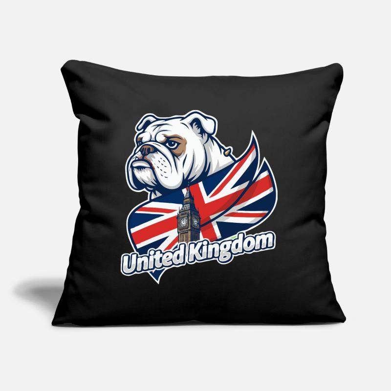 Bouledogue avec drapeau britannique et Big Ben Coussin et housse de 45 x 45 cm