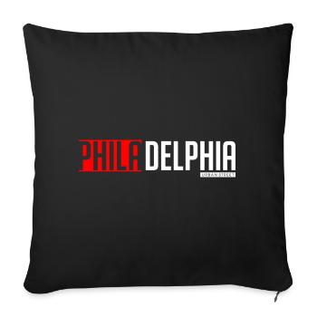 Farbenfrohes textbasiertes Design von Philly und Delta - Sofakissen mit Füllung 45 x 45 cm - Schwarz - Vorne