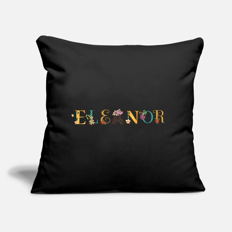 Art du nom ELEANOR avec des fleurs brodées Coussin et housse de 45 x 45 cm