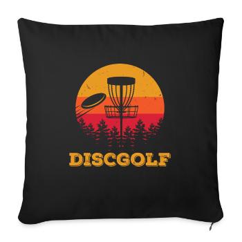 Frisbee Vintage Discgolf disque cadeau - Coussin et housse de 45 x 45 cm - noir - Devant