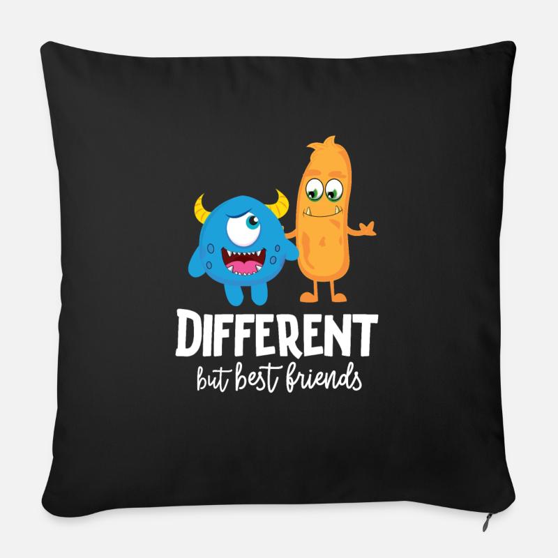 Amis avec des monstres différenciés - Coussin et housse de 45 x 45 cm - noir