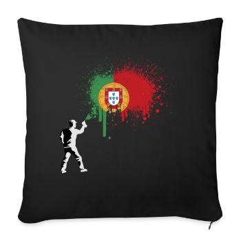 Portugal Flag Splash of Color Portuguese Flag - Sofa pillow with filling 45cm x 45cm - black - Front