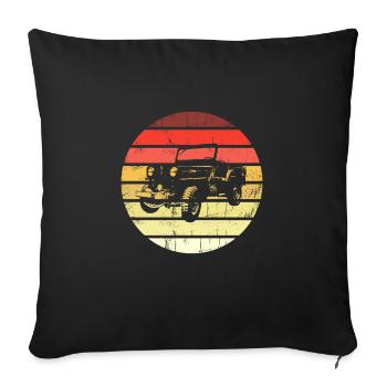Armée, Hors route, 4x4, Voitures anciennes, Willys MB - Coussin et housse de 45 x 45 cm - noir - Devant