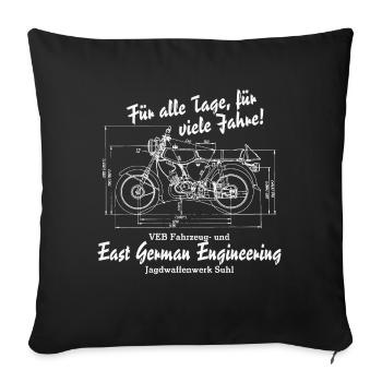 Simson S51 Blueprint - East German Engineering - Sofakissen mit Füllung 45 x 45 cm - Schwarz - Vorne
