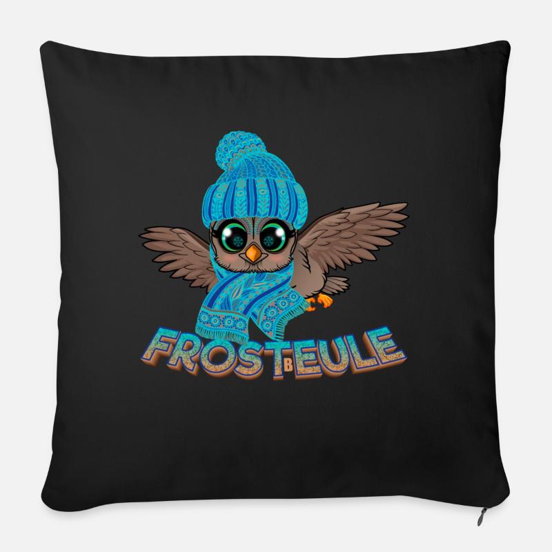 Frosteule Eule Frostbeule Herbst Winter - Sofakissen mit Füllung 45 x 45 cm - Schwarz