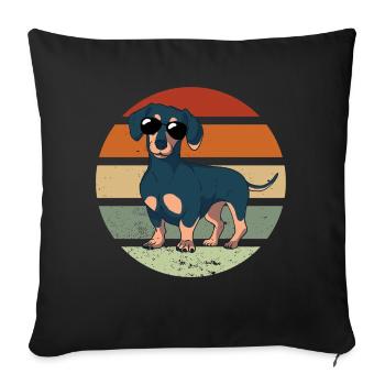 Chiens mignons Teckel vintage Gassi Motif Teckel - Coussin et housse de 45 x 45 cm - noir - Devant