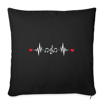 Music Quote Music Heartbeat Music - Sofa pillow with filling 45cm x 45cm - black - Front