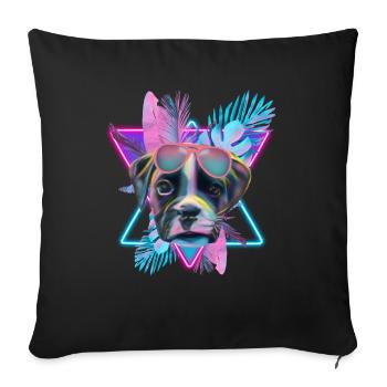 Boxer süßer Hund tropical neon cool welpe - Sofakissen mit Füllung 45 x 45 cm - Schwarz - Vorne