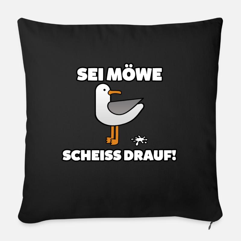 Sei Möwe - Scheiss drauf | dream Artworks - Sofakissen mit Füllung 45 x 45 cm - Schwarz
