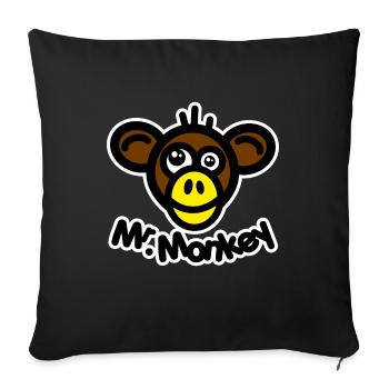 Mr monkey - yellow smile - Sofa pillow with filling 45cm x 45cm - black - Front